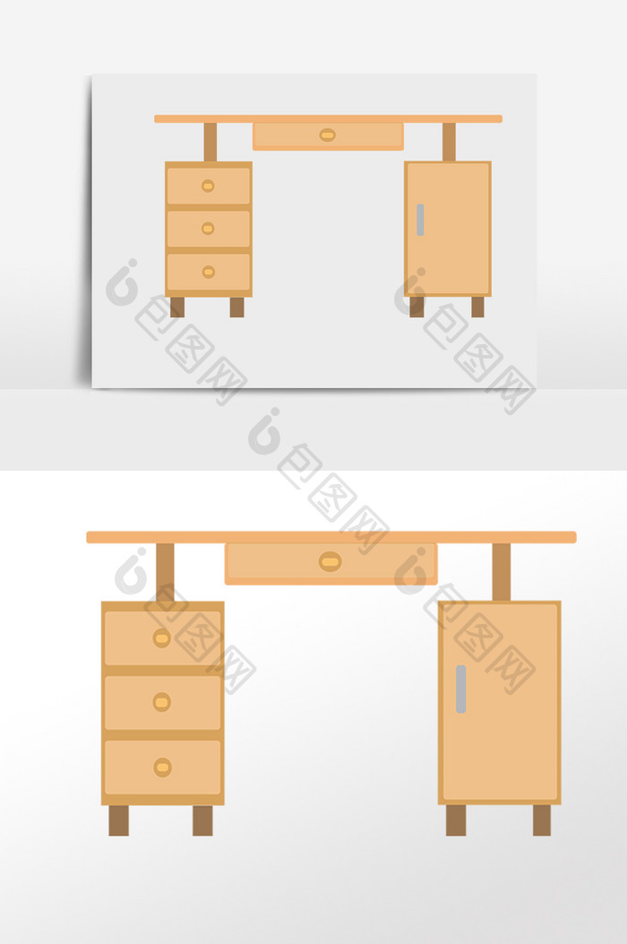 手绘简约生活家具学习桌桌子插画