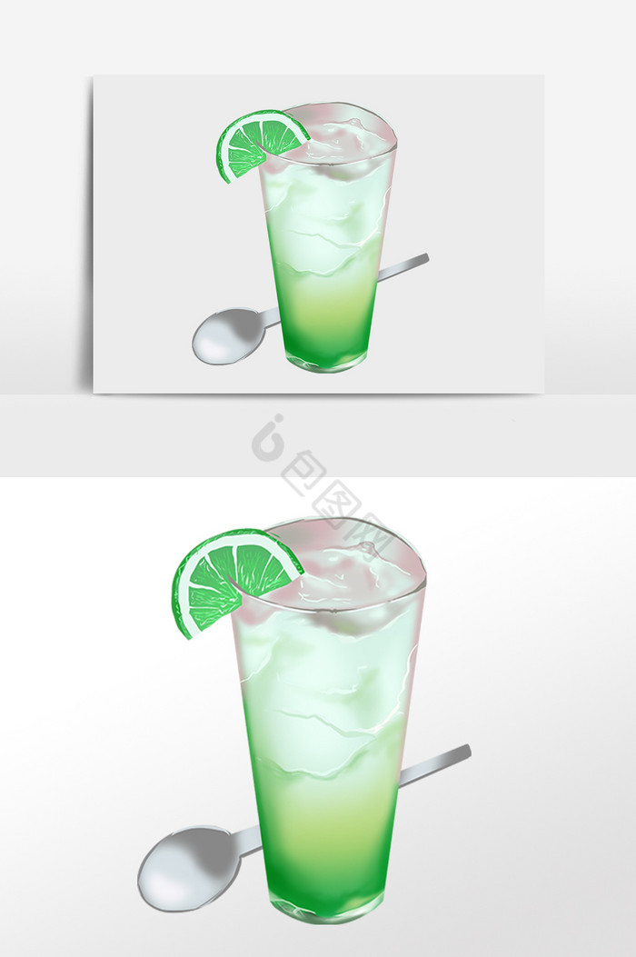 夏季果汁加冰饮料汽水插画图片