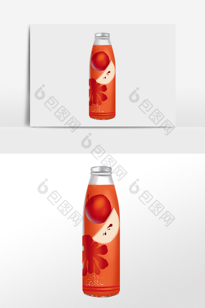 手绘夏季果汁瓶装饮料汽水插画