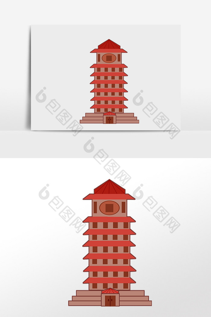 手绘旅游城市地标建筑插画