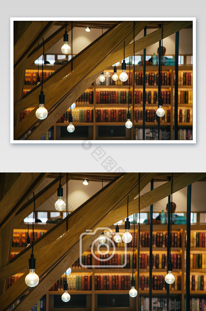 文艺图书馆环境创意灯具摄影图图片图片