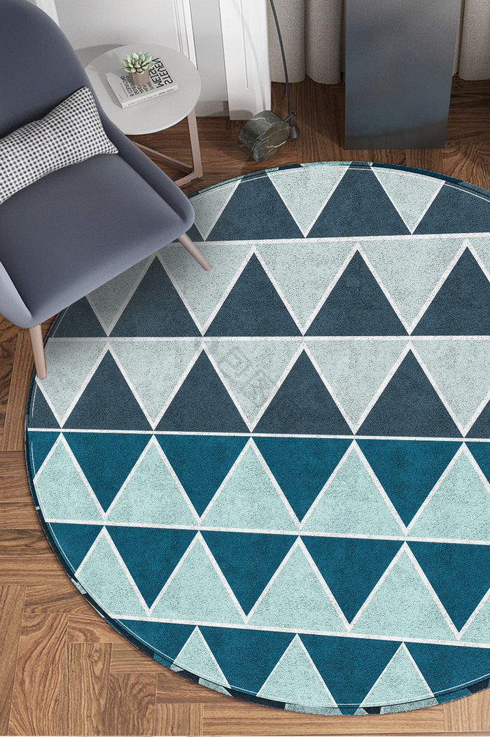 北欧现代三角形几何形状图案艺术地毯图案图片