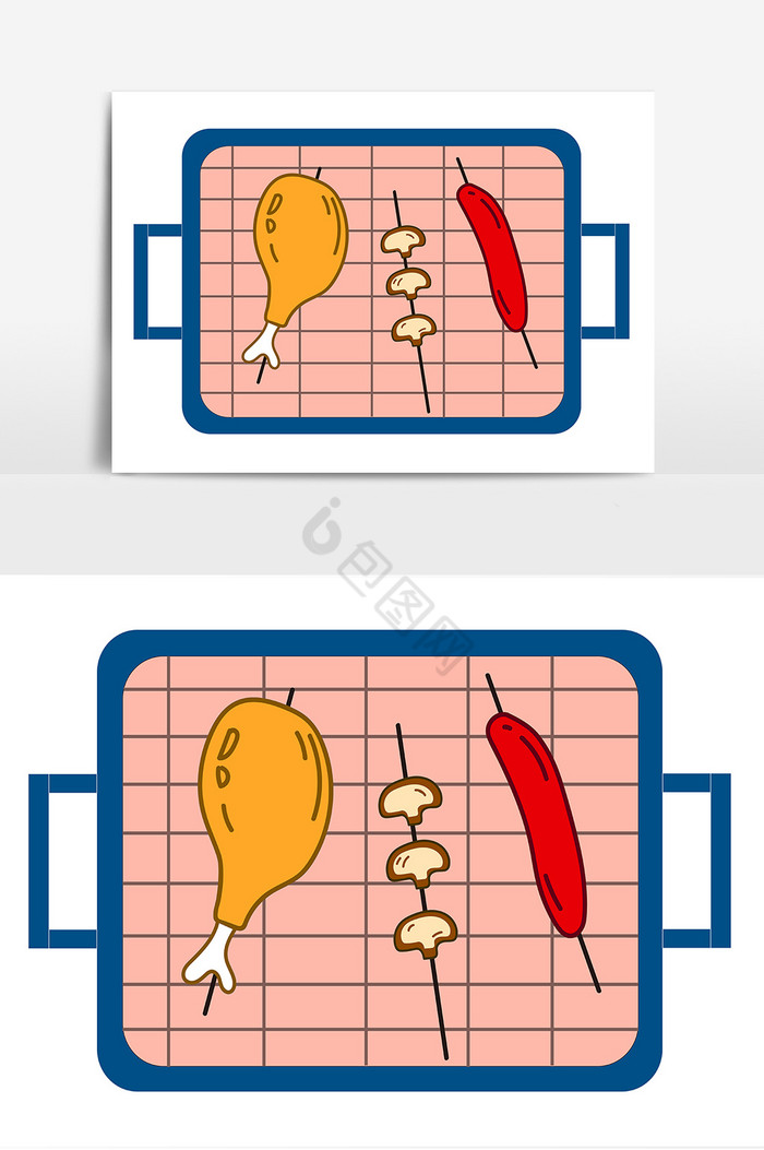 夏日烧烤鸡腿香肠图片