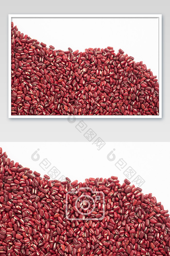 白色背景下的赤小豆红色豆子摄影图