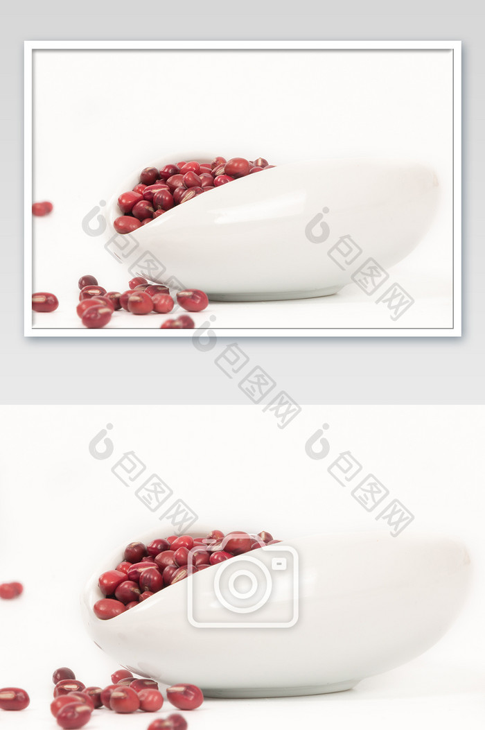 白色容器中的红豆红色豆子特写摄影图