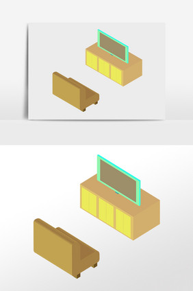 手绘2.5D简约生活家具插画