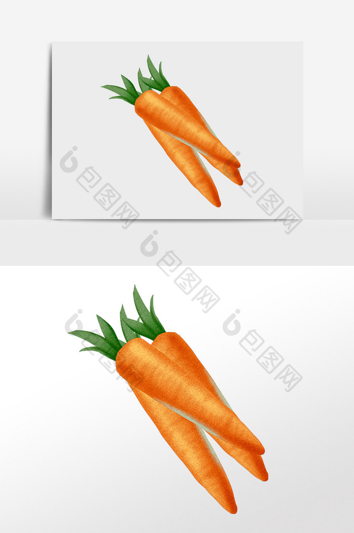 手绘绿色新鲜健康蔬菜红萝卜插画
