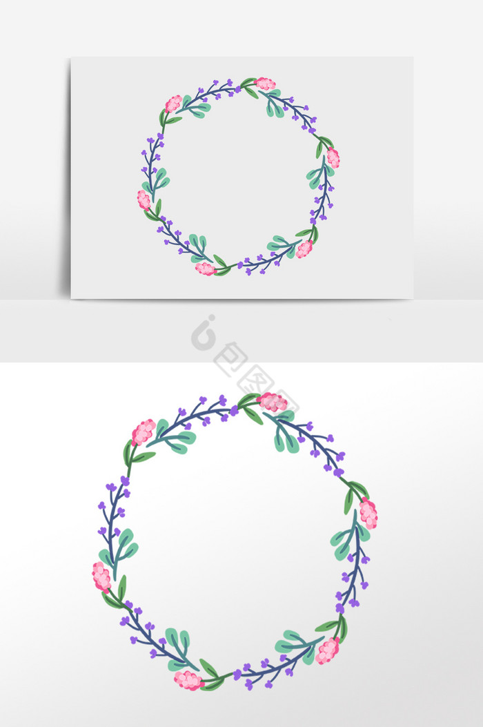 植物枝藤装饰花环插画图片