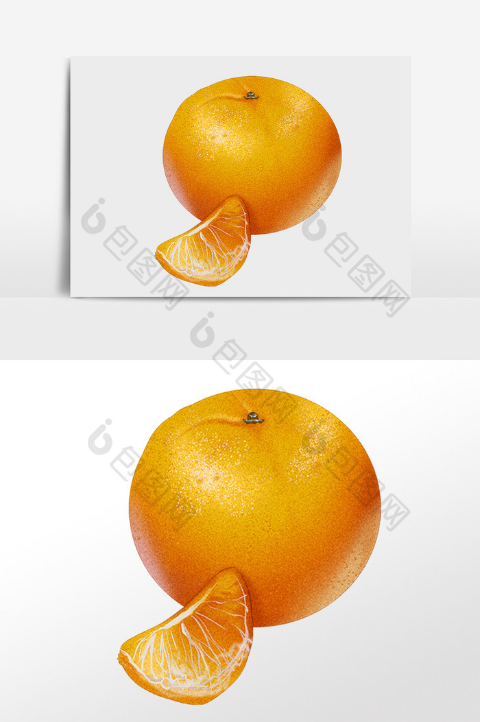 手绘夏季新鲜美味水果橘子插画