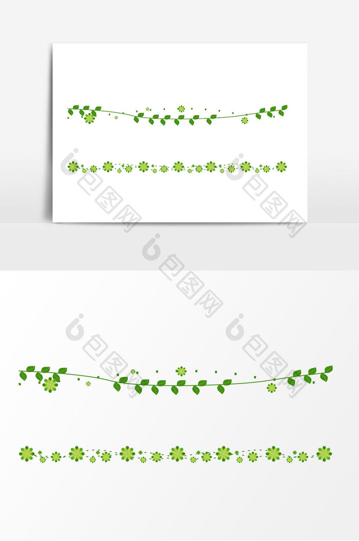 卡通叶子分割线矢量元素