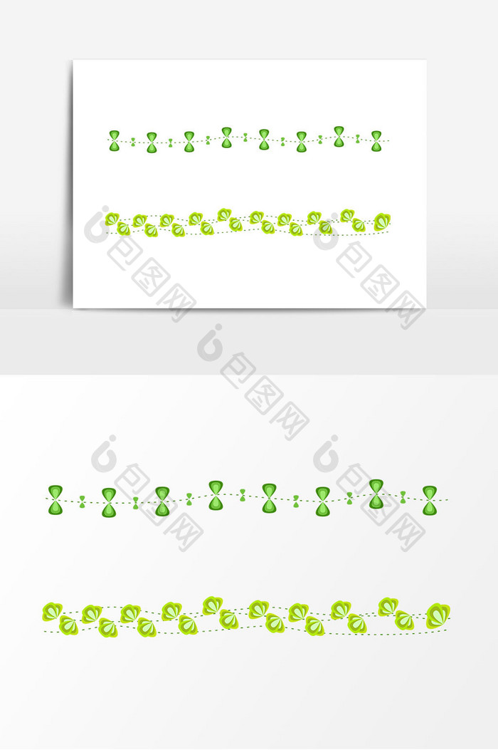 卡通绿色叶子分割线矢量素材