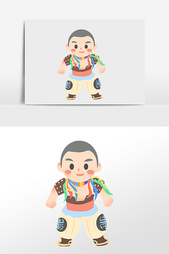 手绘蒙古少数民族摔跤王插画图片下载