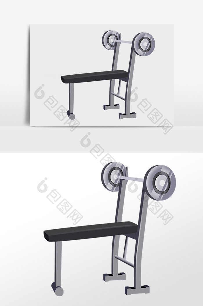 手绘运动健身锻炼举重器材插画