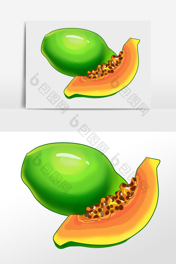 夏季美味健康水果木瓜插画图片图片