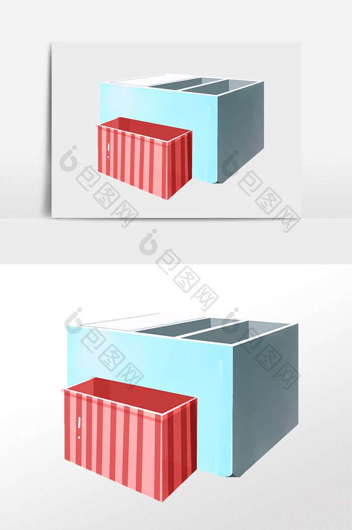 日常生活用品收纳盒插画