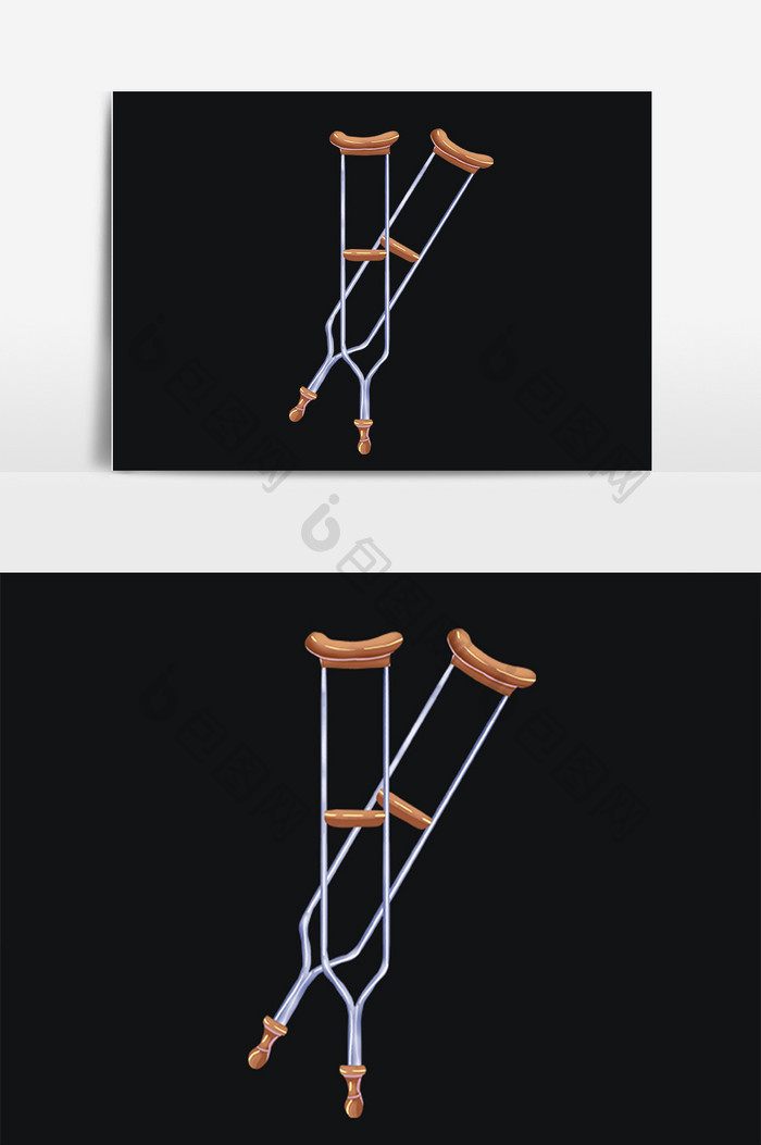 手绘医疗器械设备残疾拐杖插画
