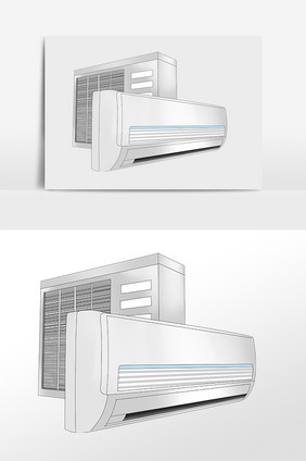 手绘日常生活电器挂饰空调插画