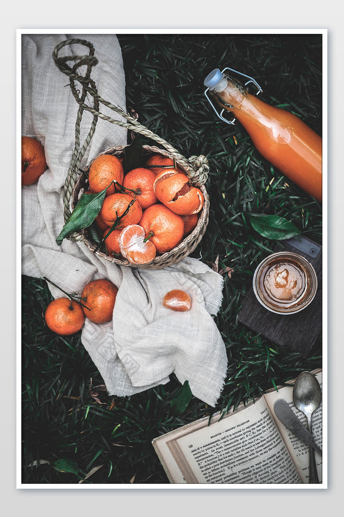 田园清新户外橘子桔子水果美食摄影图片