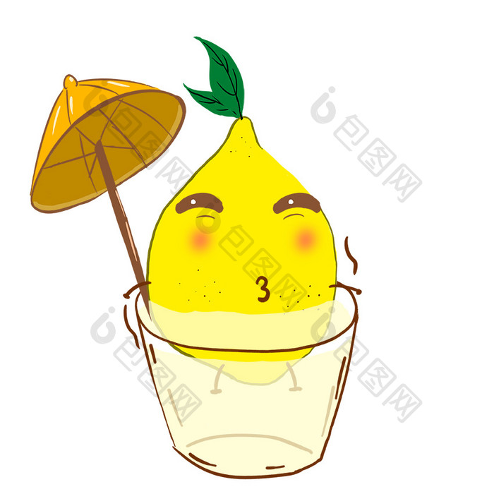 夏天黄色柠檬精享受泡澡水动态GIF表情包