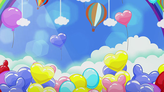 卡通欢乐天空气球背景