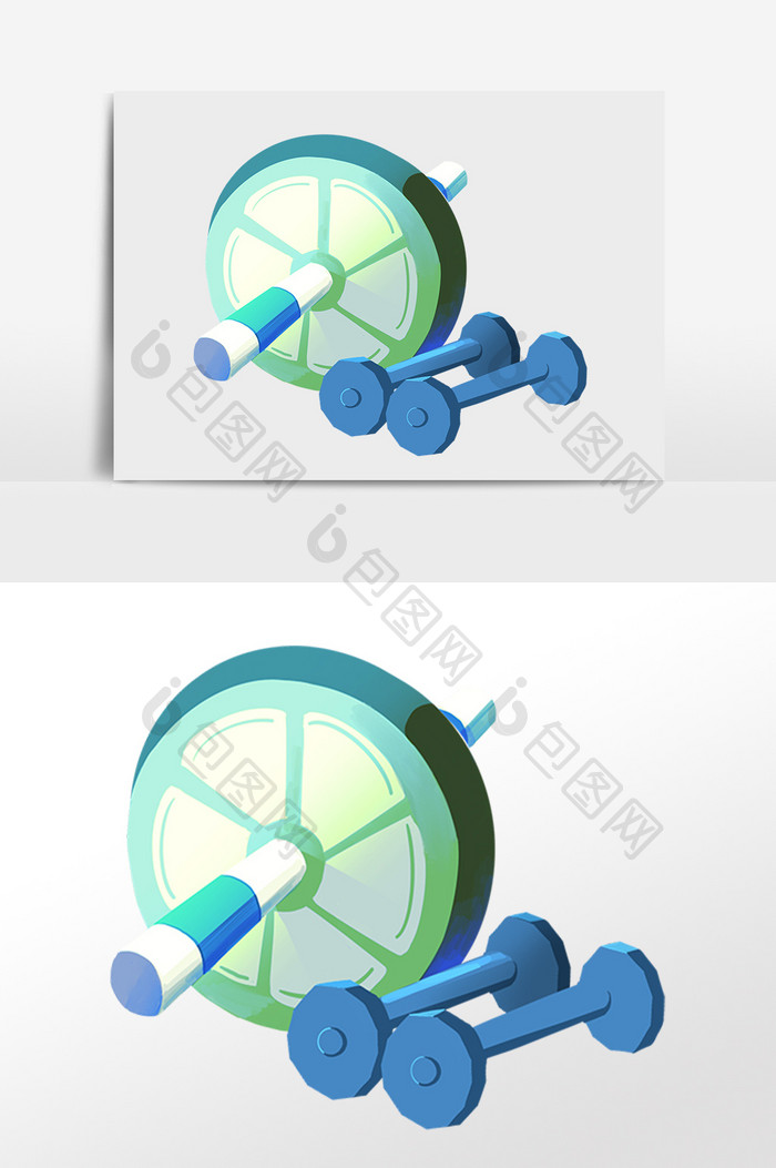 手绘运动健身锻炼器械设备插画