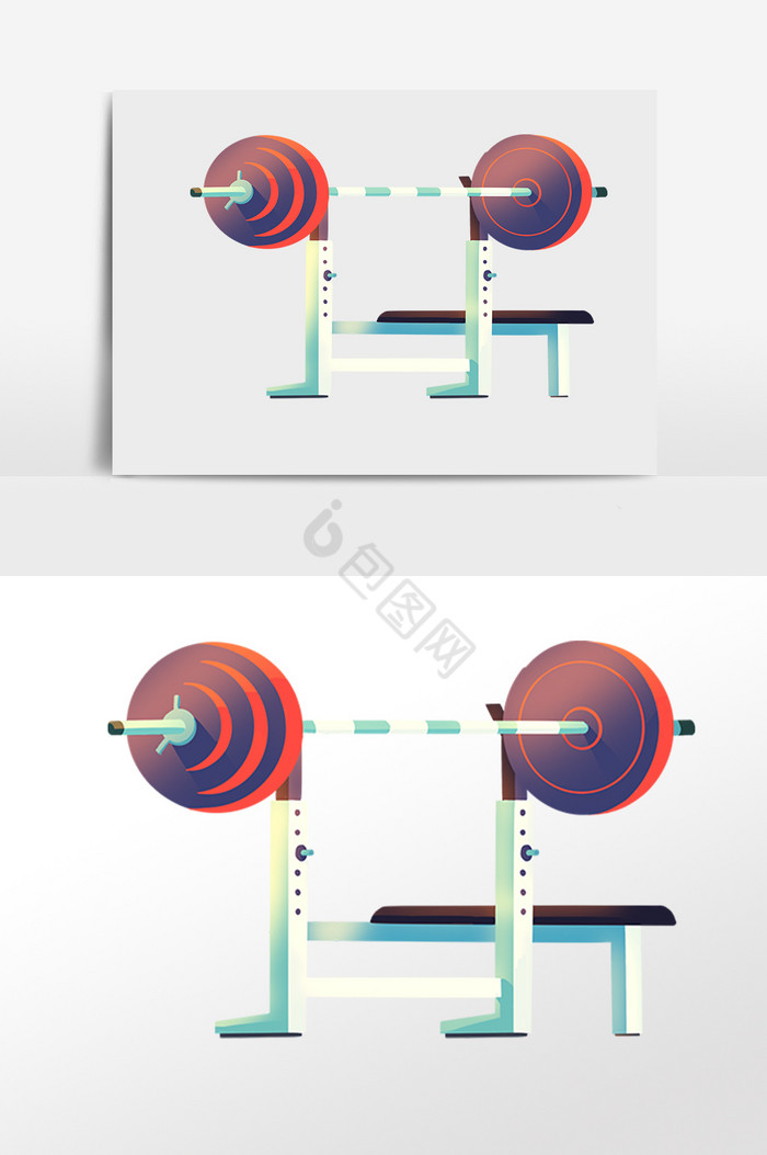 运动健身锻炼举重设备插画图片