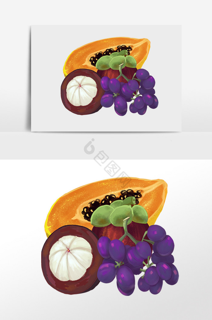 新鲜有机美味各种水果插画图片