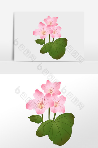 手绘唯美植物粉色花环花朵插画图片