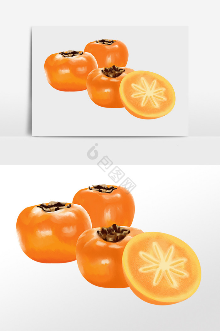 新鲜有机美味水果柿子插画图片