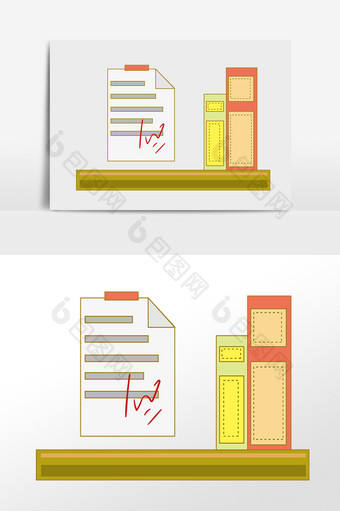 手绘日常生活用品书架架子插画图片