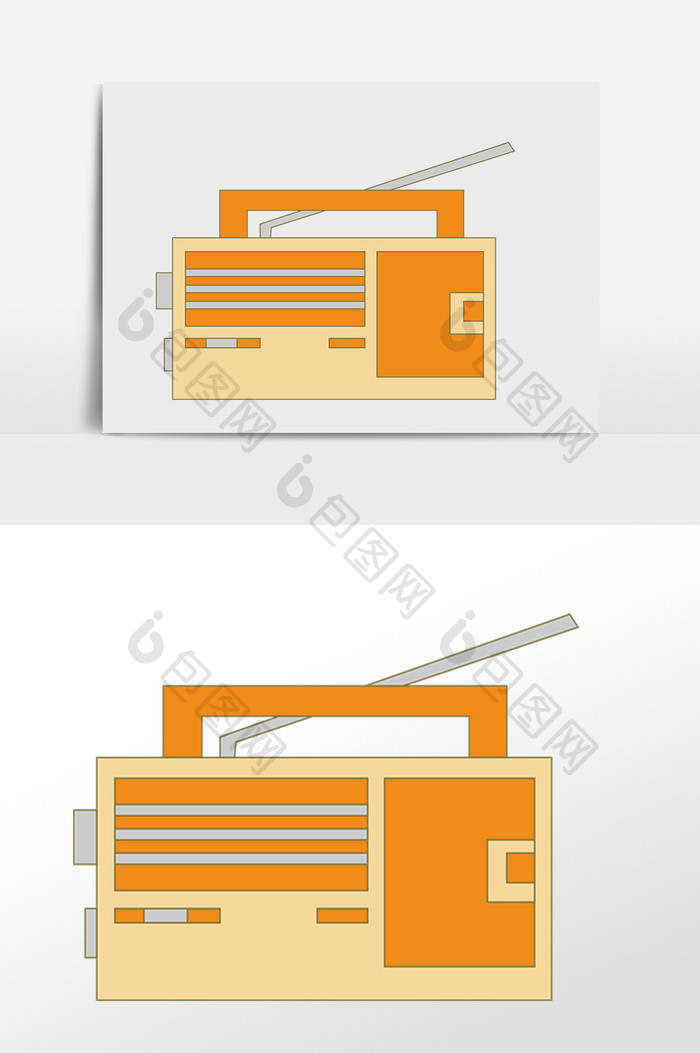 手绘生活用品电器收音机插画