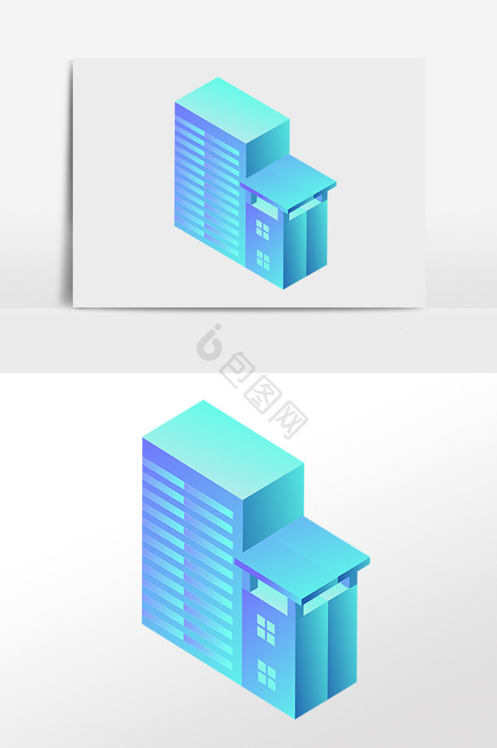 25D办公楼房建筑插画图片