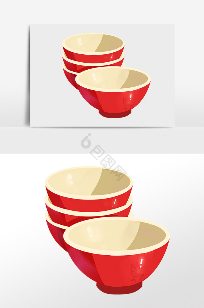 日常生活用品餐具瓷碗插画图片