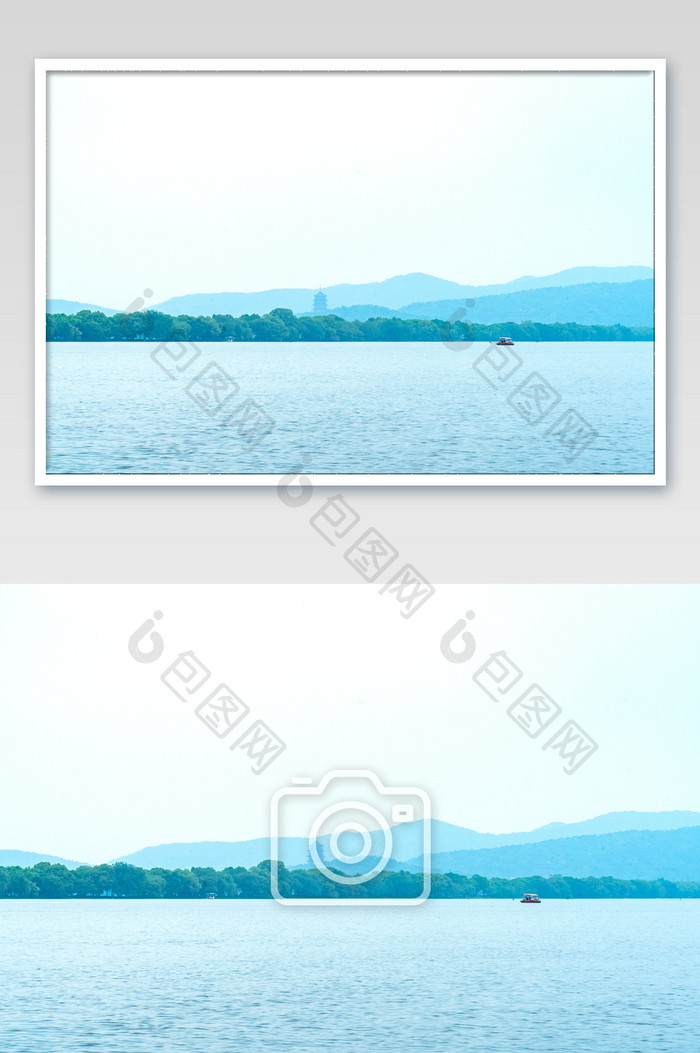 西湖景色湖面水波山水海报背景高清摄影图