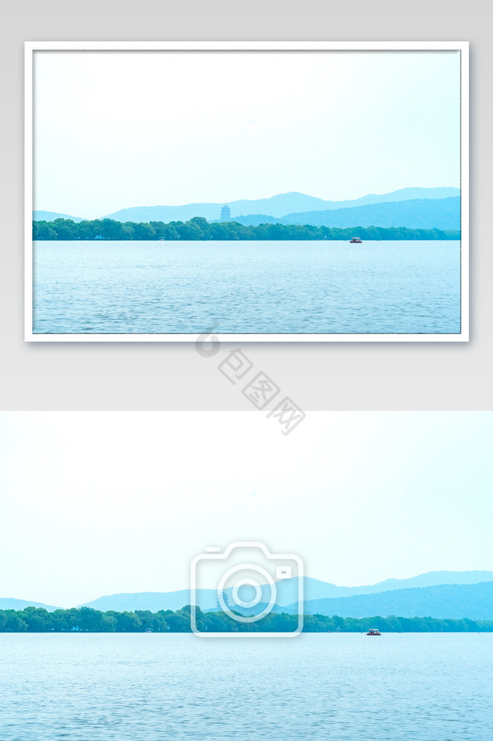 西湖景色湖面水波山水海报背景高清摄影图图片