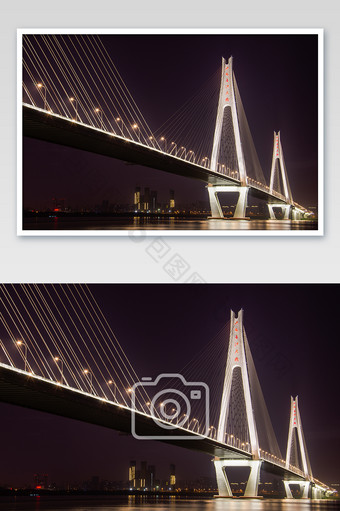 武汉二七长江大桥高清夜景摄影图片