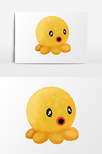 手绘卡通世界海洋日黄色墨鱼仔图片下载