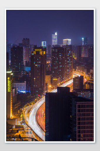 武汉雄楚大道高清夜景城市风光摄影图片