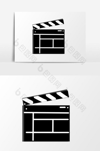 黑色板绘写实物品卡通电影节打板器元素免抠图片