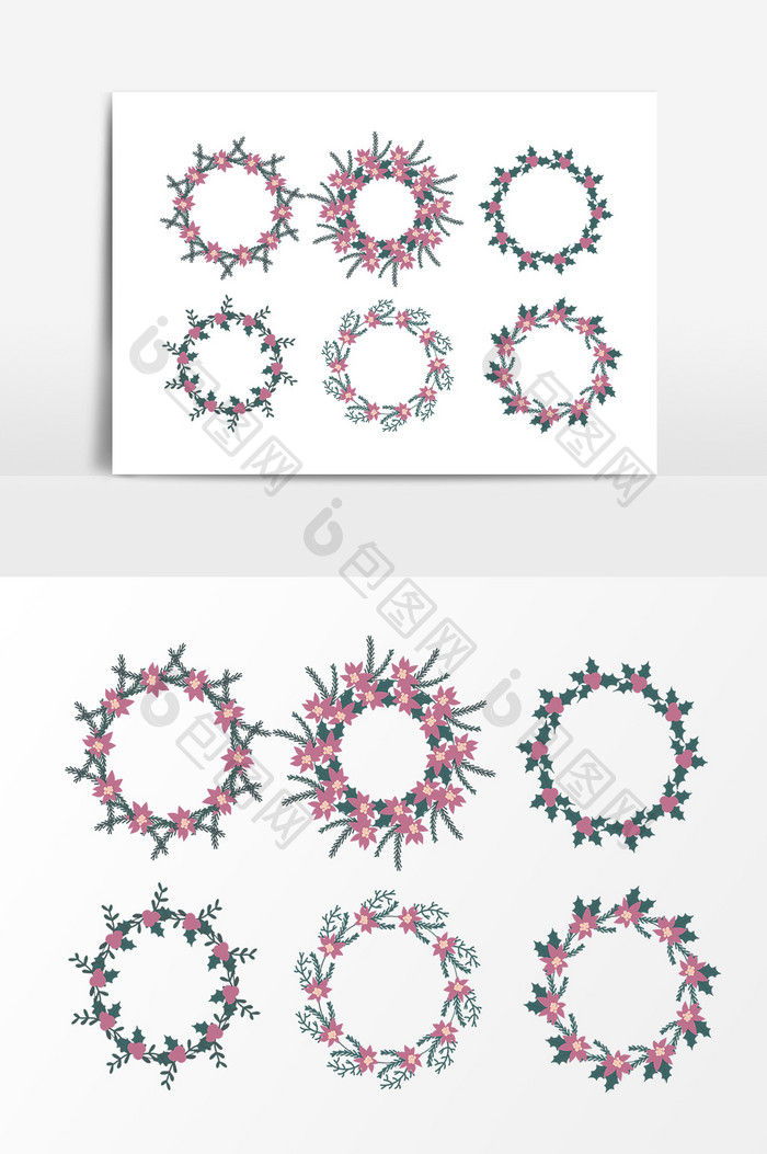 植物花朵装饰花环设计素材