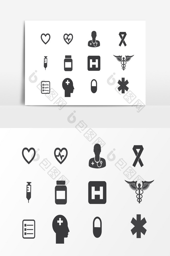 黑色医疗图标图案设计素材