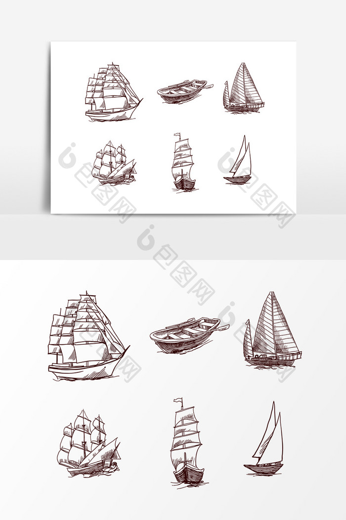海上运输帆船设计素材