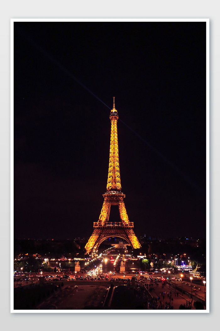 欧洲法国巴黎埃菲尔铁塔夜景巴黎夜景图片