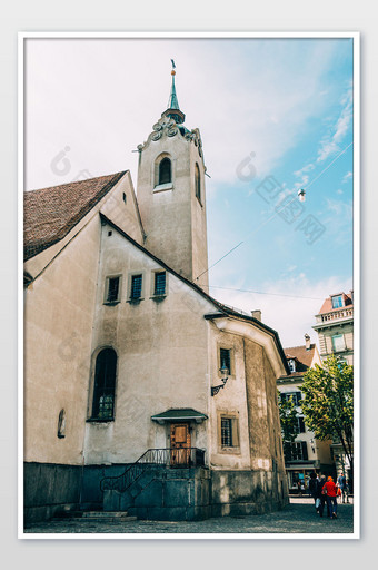 欧洲奥地利温泉小镇教堂欧洲老建筑摄影图图片
