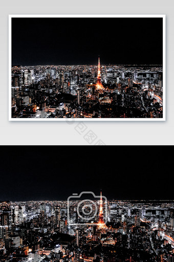 日本东京旅游东京塔夜景开阔风光摄影图片