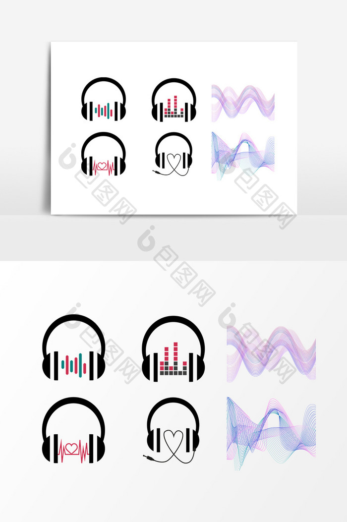 耳机音乐声波设计素材