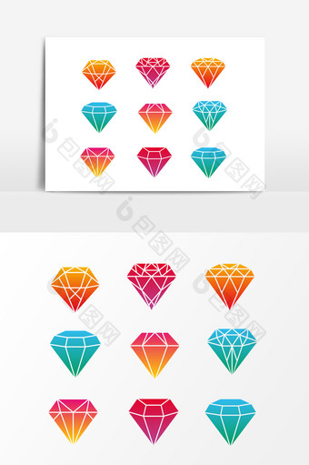 矢量彩色几何钻石设计元素图片
