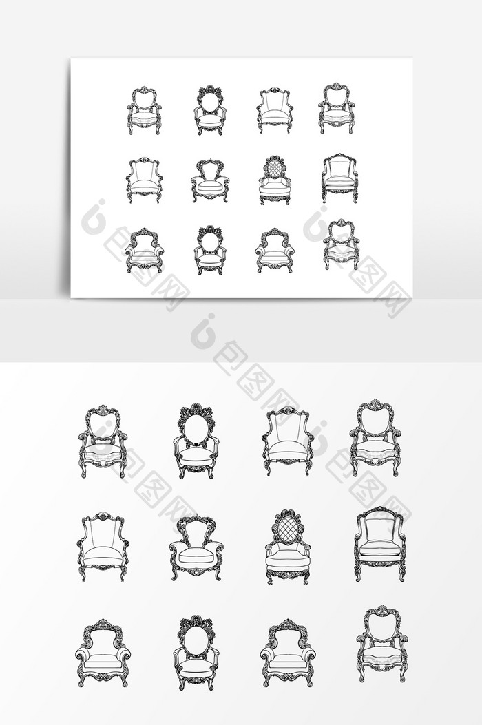 手绘椅子座椅设计元素