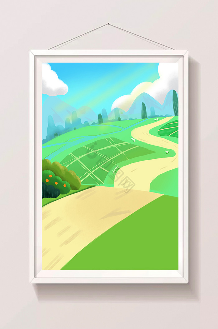 田间的路插画