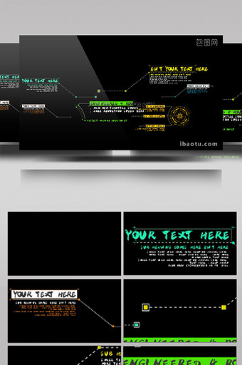 黄色绿色活力科技呼出线条动画包装字幕模板图片